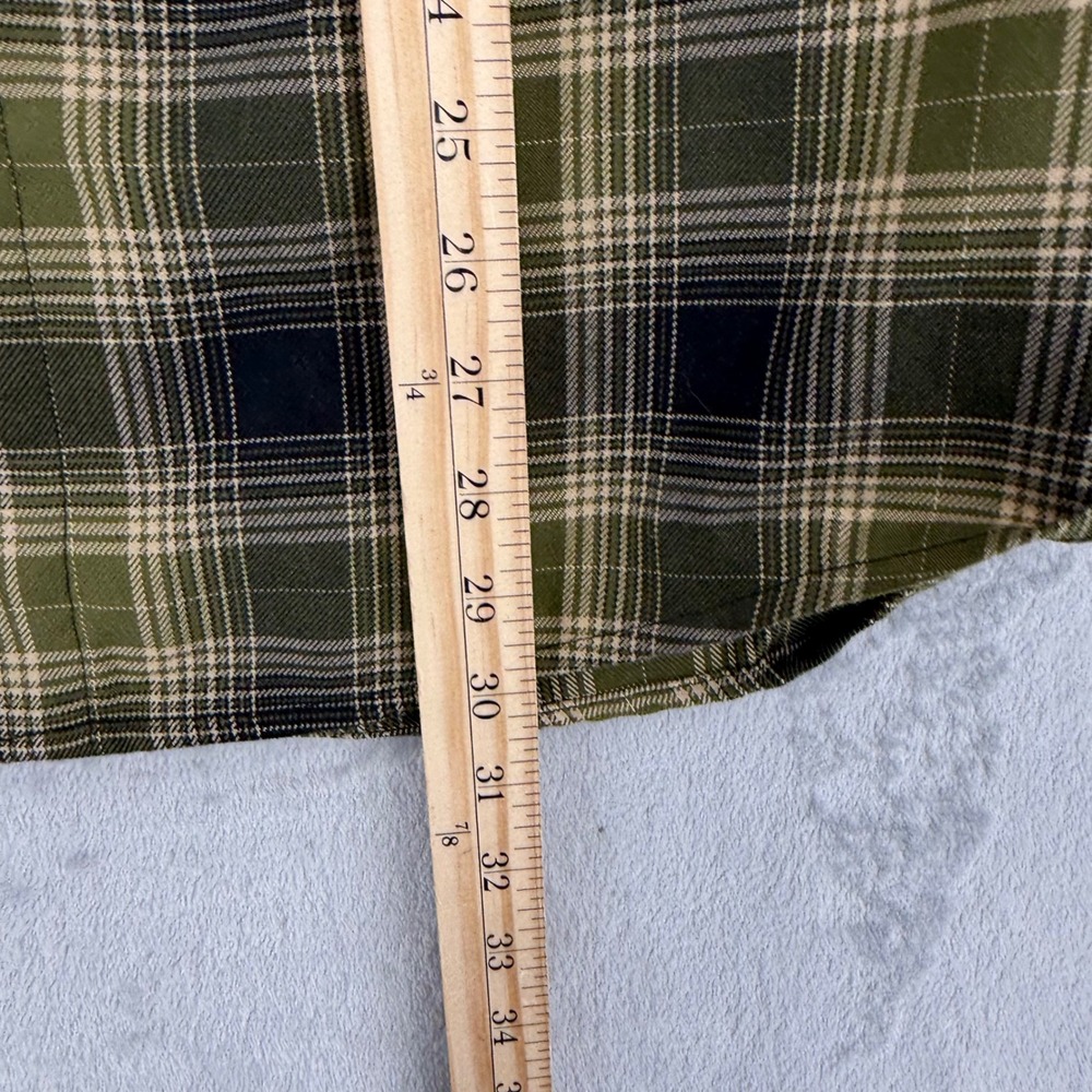 Dixxon Flannel Action Olive Green Black Plaid D-Tech Snap Button Shirt Mens M - Picture 15 of 16